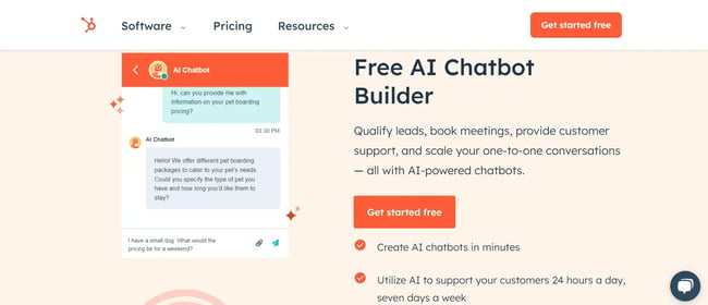 HubSpot’s AI chatbot can help you engage customers. 