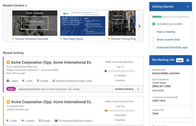 Clearslide sales enablement tool