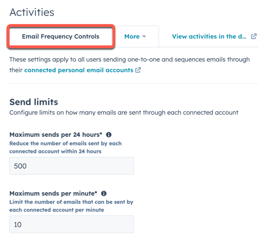 configureable send throttling