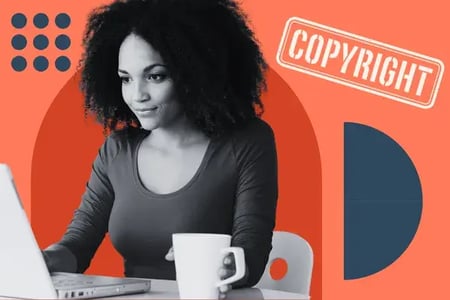 woman looking at copyright notice examples