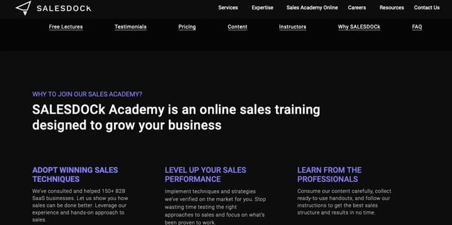 SALESDOCk Academy sales training course. 