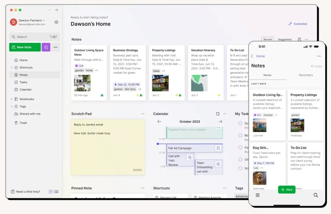 small business tool evernote screenshot