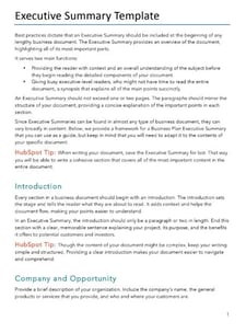 HubSpot offers a template for writing an executive summary