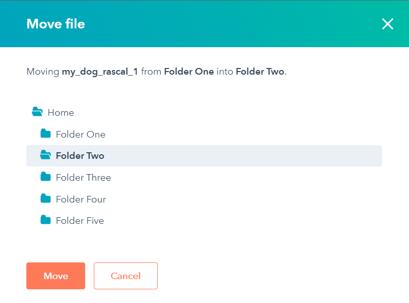 Move A File Between Folders In The File Manager