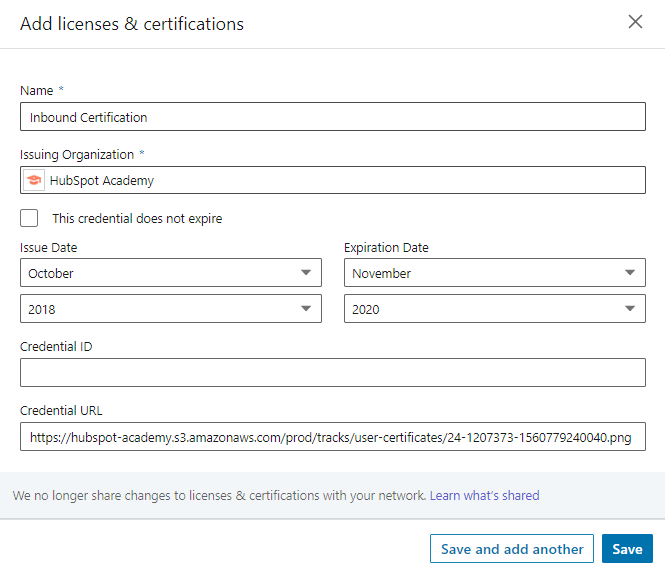Add your HubSpot certifications to your LinkedIn profile