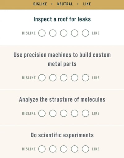 Truity’s Career Personality Profiler test questions