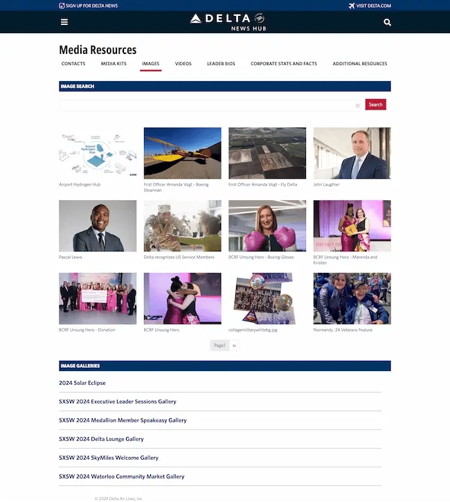  Delta’s press website is a smart, simple example of media kit design.