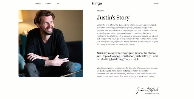 Hinge’s media kit is a beautiful example of media kit design.