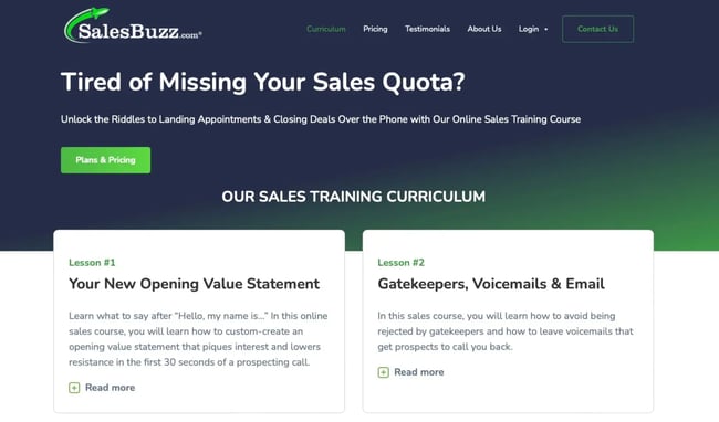 SalesBuzz sales training course.