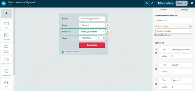 bulk emailing software, Sendpulse’s drag-and-drop email builder interface