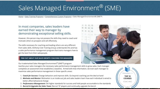 Anthony Cole’s Sales Managed Environment course. 