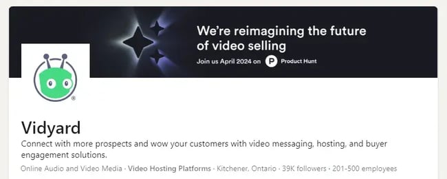 Vidyard LinkedIn banner, we’re reimagining the future of video selling.