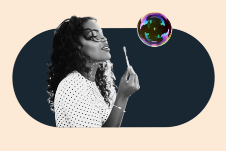 Woman blowing a bubble