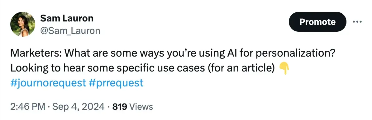 I shared a tweet about AI personalizing marketing