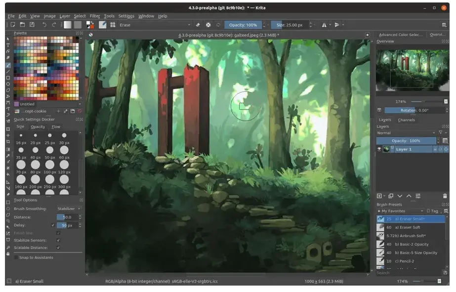 best free design software, krita professional painting program