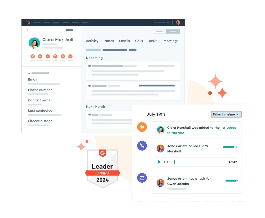 client management software, HubSpot CRM user interface