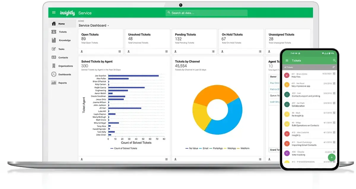 client management system, Insightly user interface