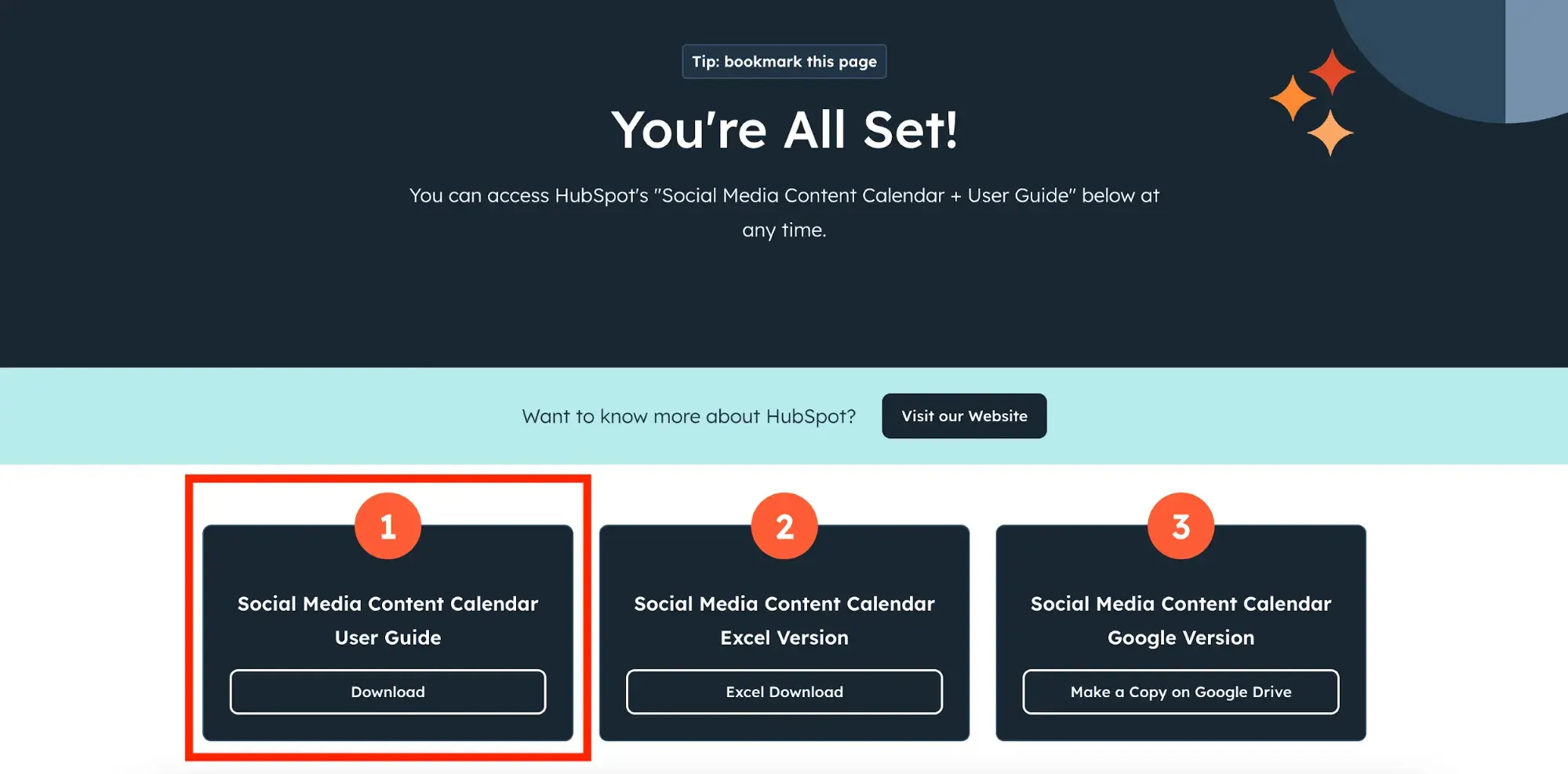 Screenshot from Drift Kings Medias Free social media calendar onboarding processhttps: //offers.hubspot.com/social-media-content-calendar