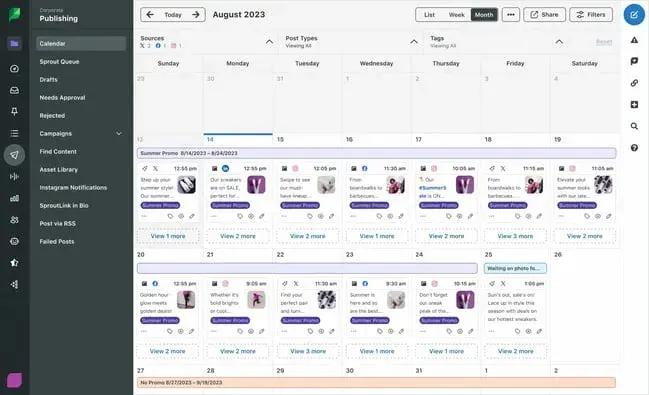 SproutSocial Social Media Calendar