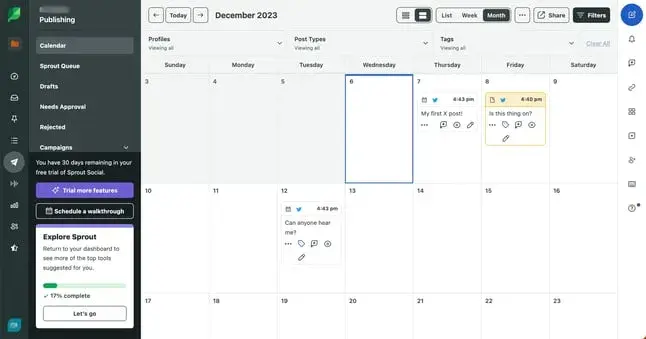 Sproutocial calendar layout