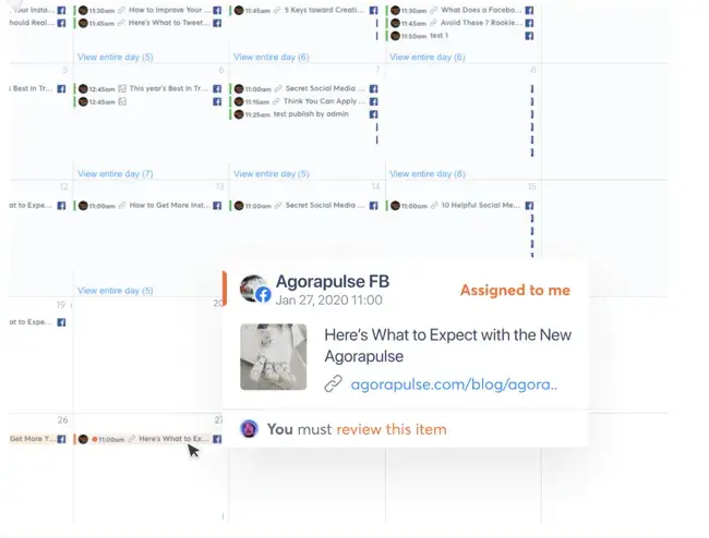 agorapulse content calendar screenshothttps://www.agorapulse.com/features/social-media-publishing/