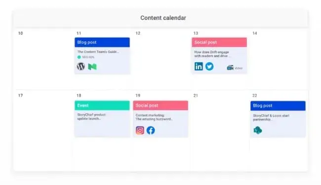 Storychief social media calendar