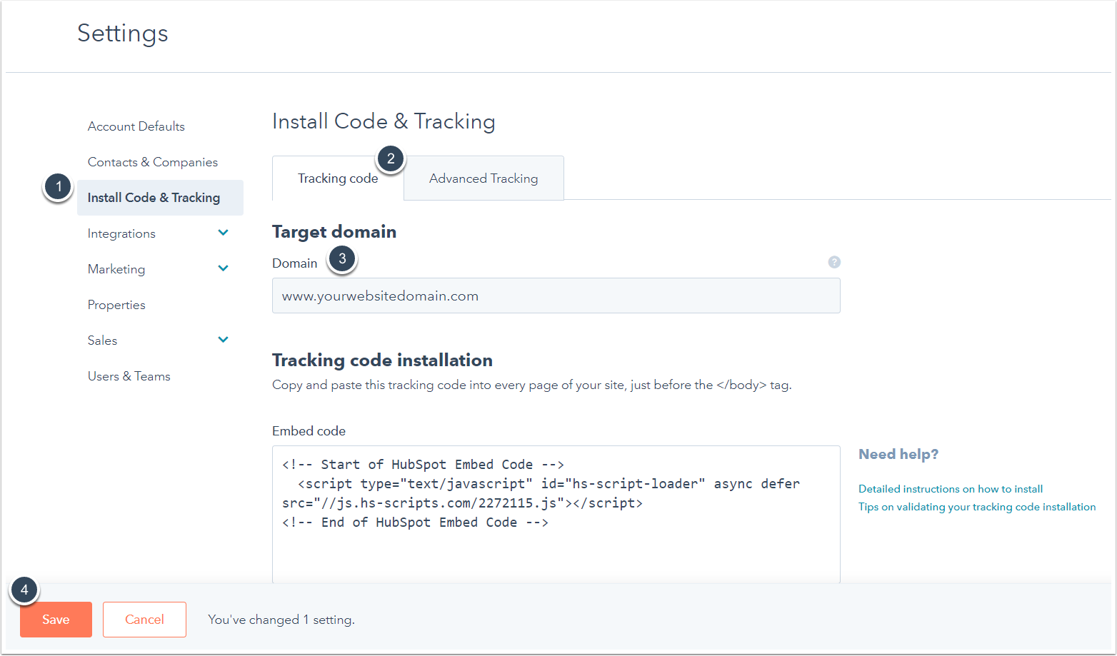 Set Up Site Tracking In Hubspot
