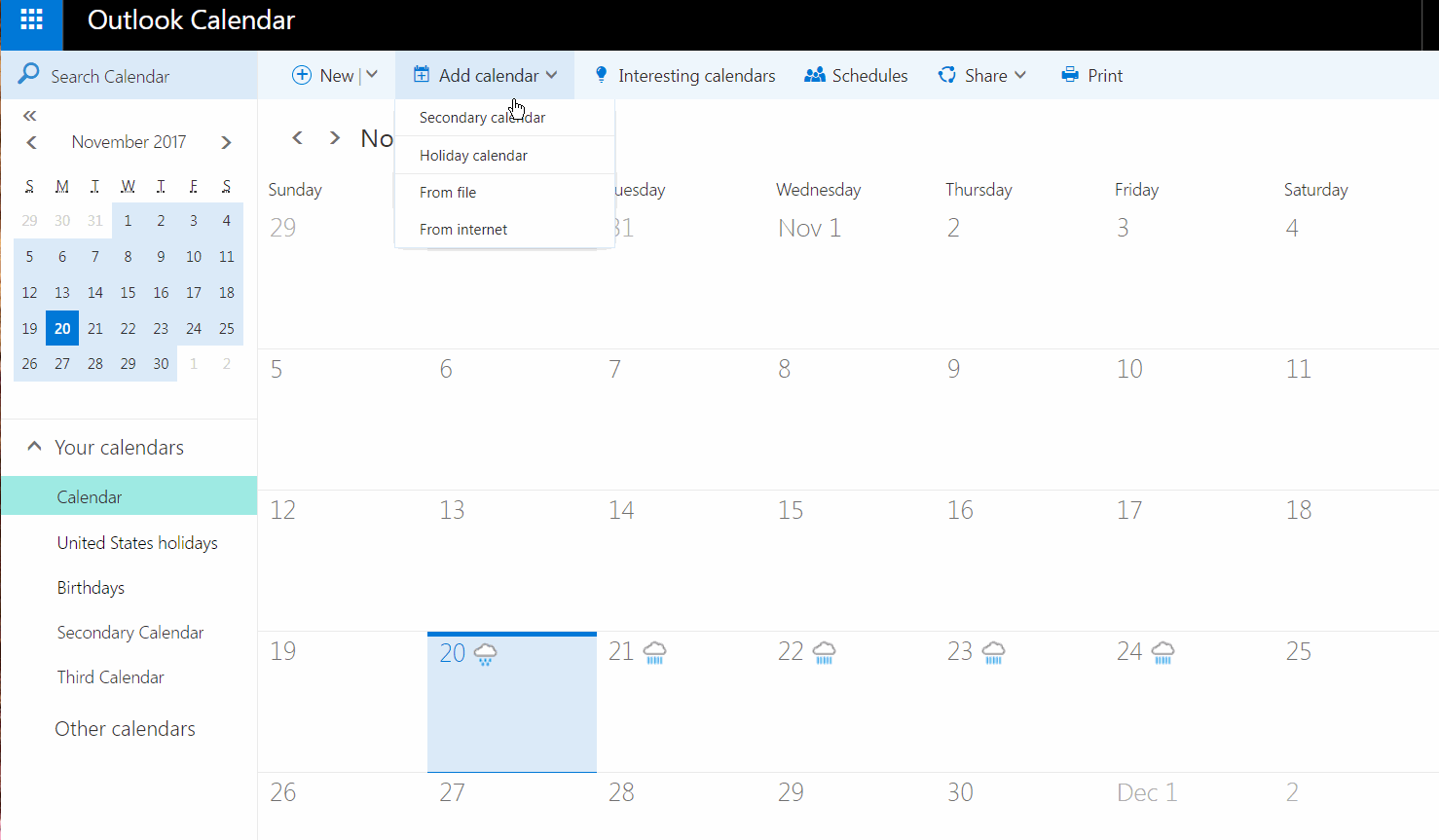 How do I set up multiple calendars in my Google or Outlook 365 account