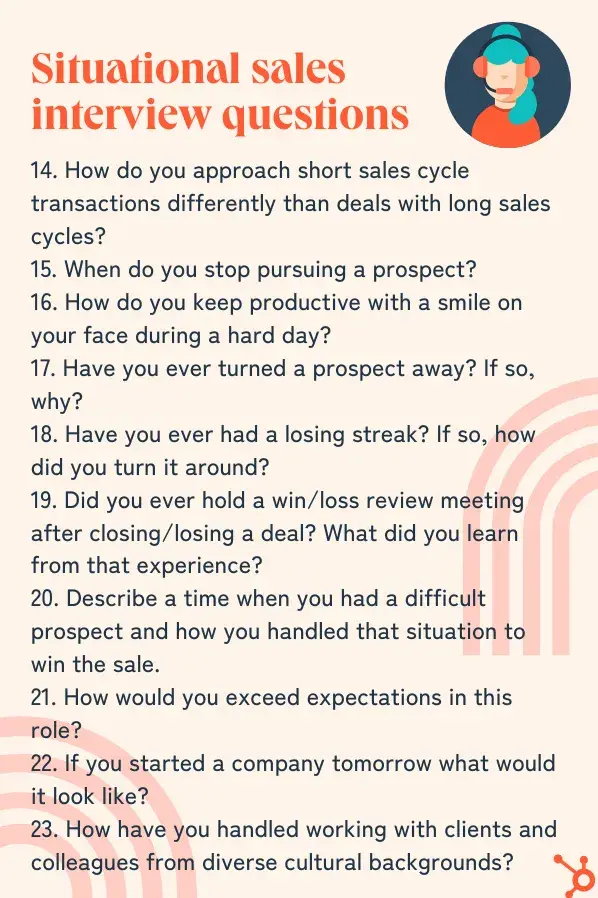 list of situational sales interview questions