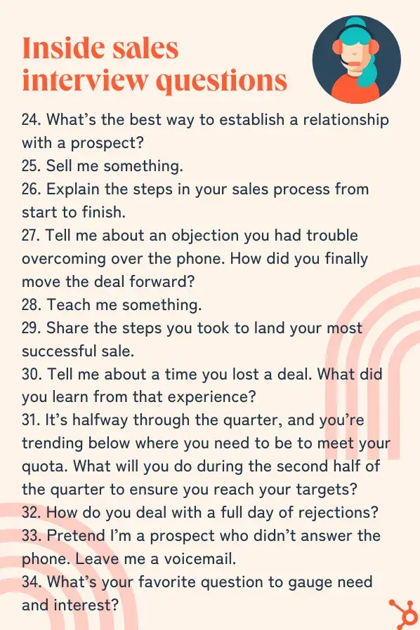 list of inside sales interview questions