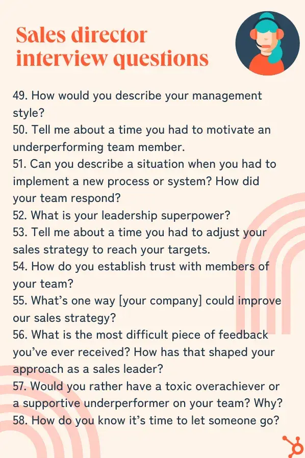 list of sales director interview questions