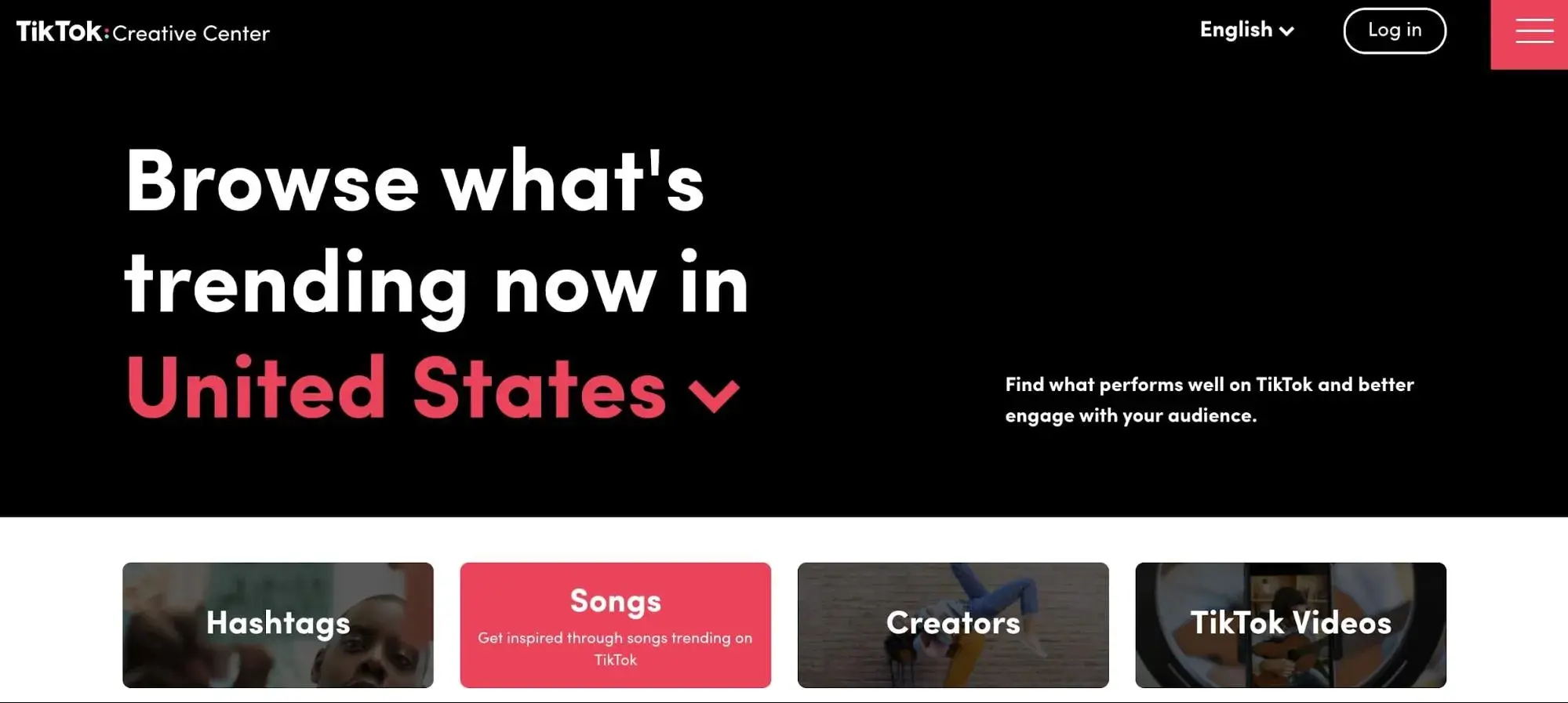 how to make good TikTok videos: use TikTok’s Creative Center to find trending songs and hashtags.