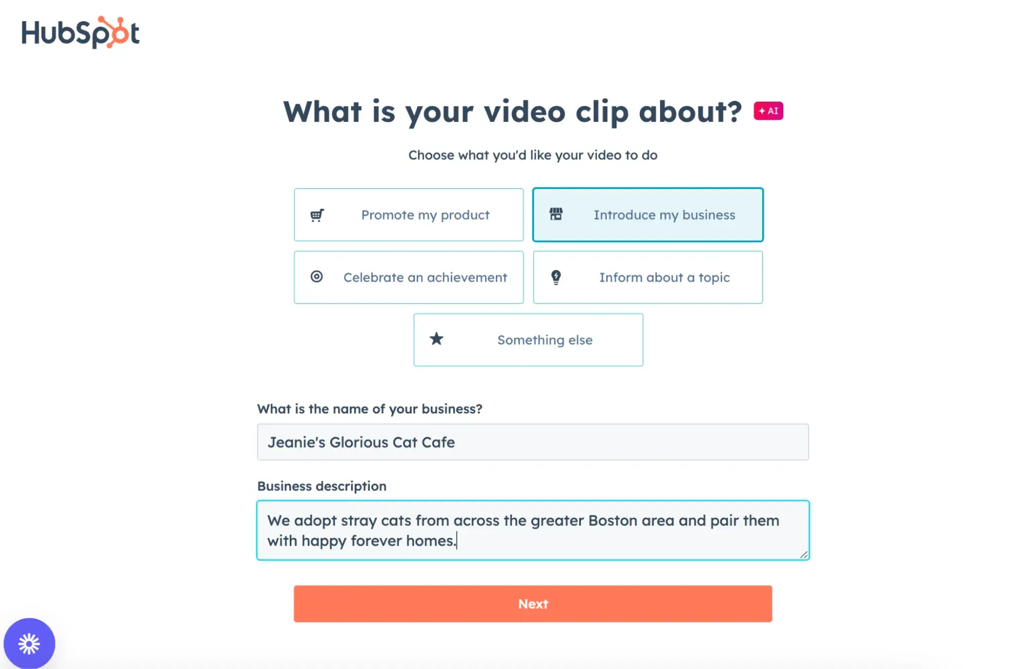 product demo screenshot of hubspot's clip creator