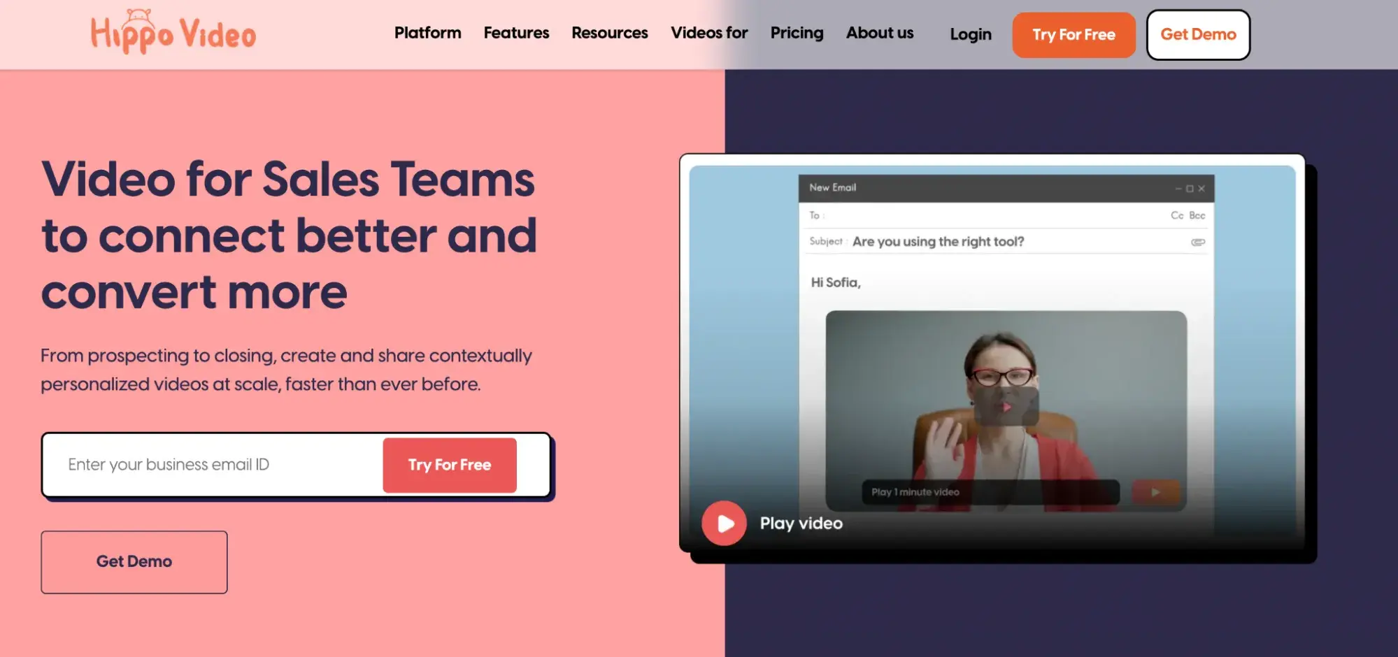 screenshot of hippo video homepage