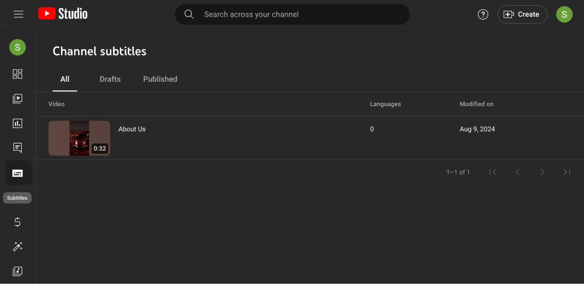 : Find Subtitles in YouTube Studio.