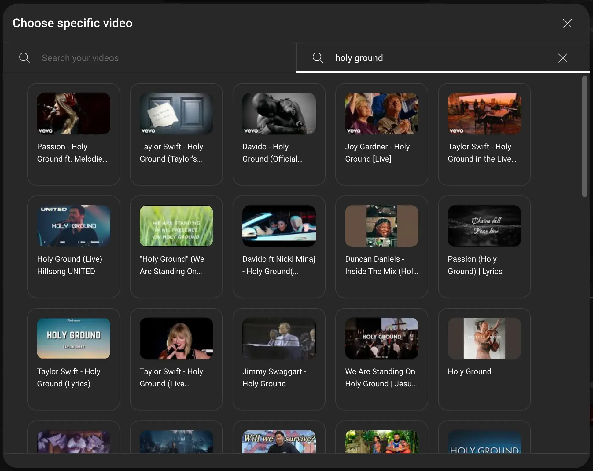 : Search for the specific video, playlist, channel, or link you want to turn into an info card.