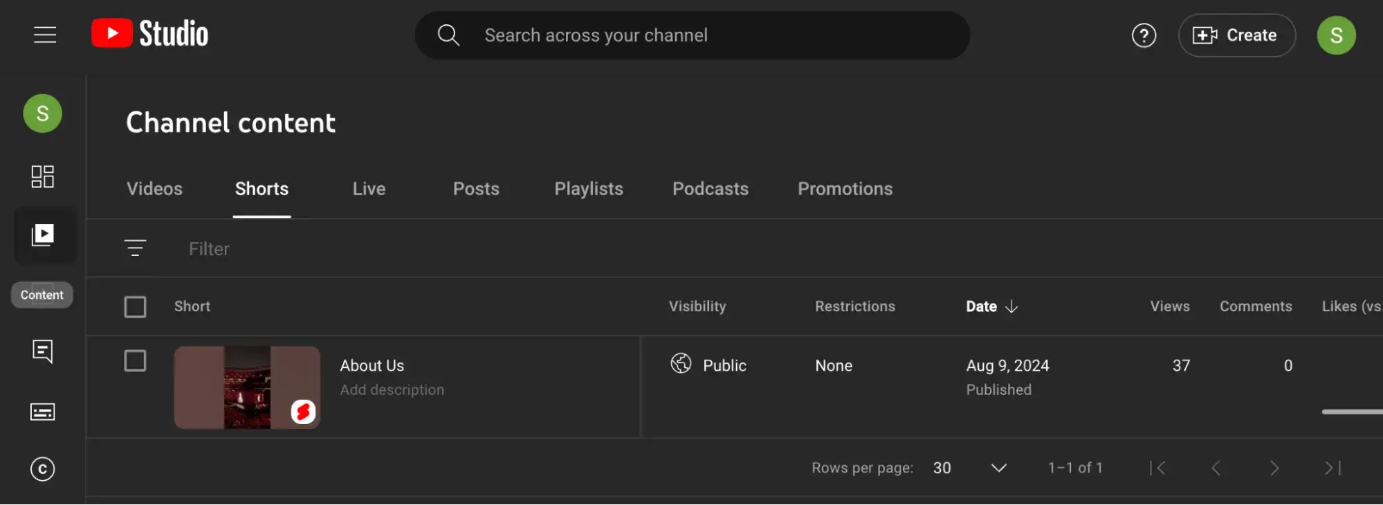 : Go to Channel content and find the video you want to edit.