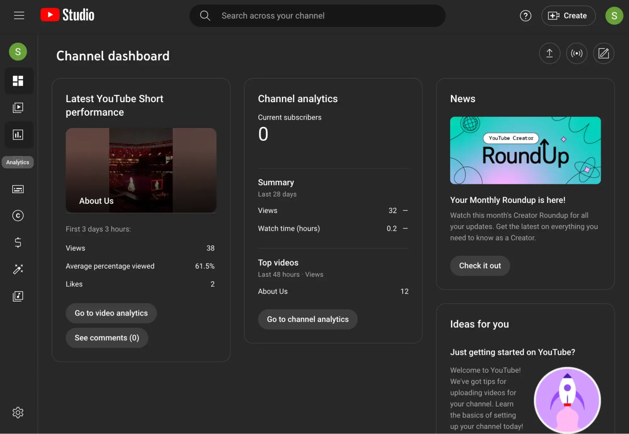 : Go to YouTube Studio and find Analytics on the left side.