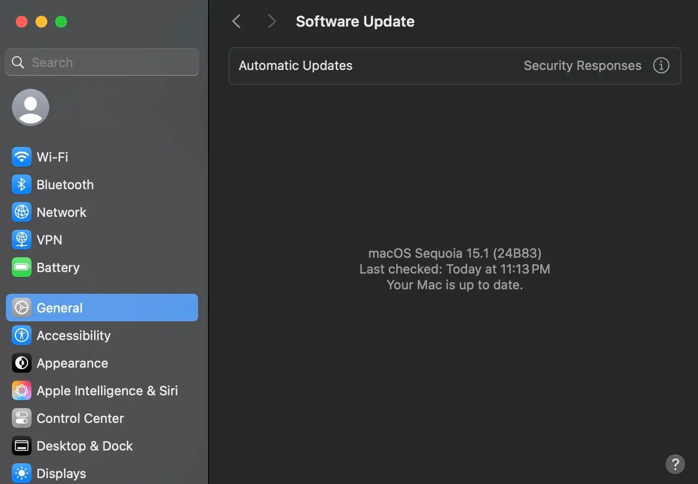 Software Update menu of macOS operating system