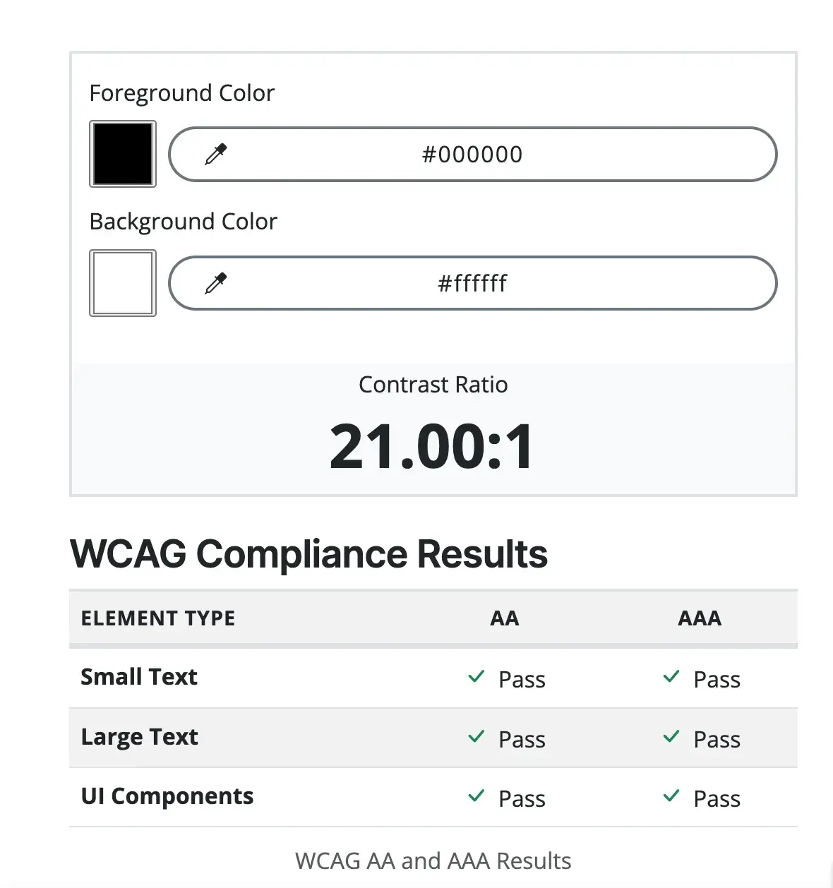 WCAG color contrast tool 