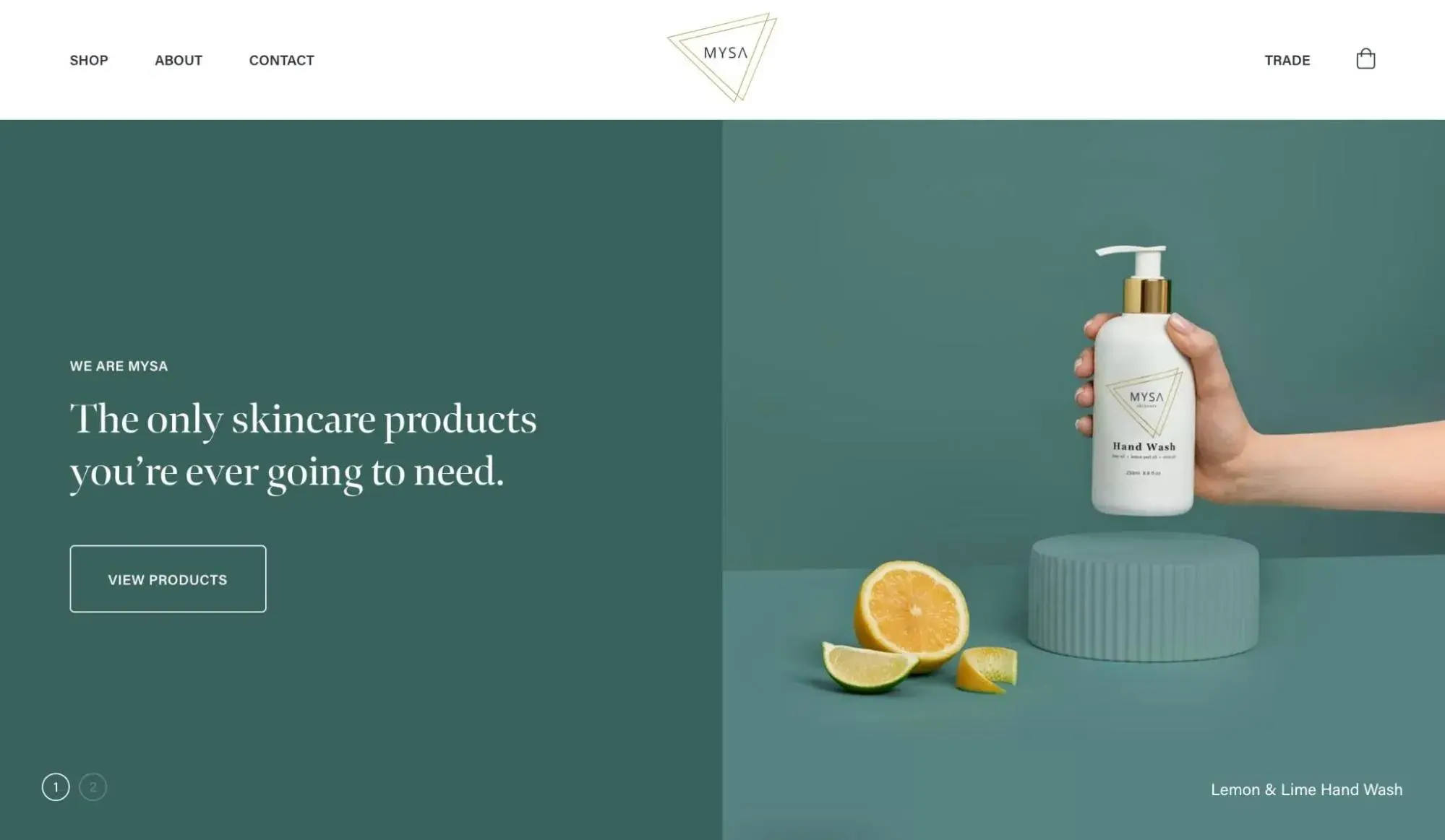 accessible website example, Mysa Skincare