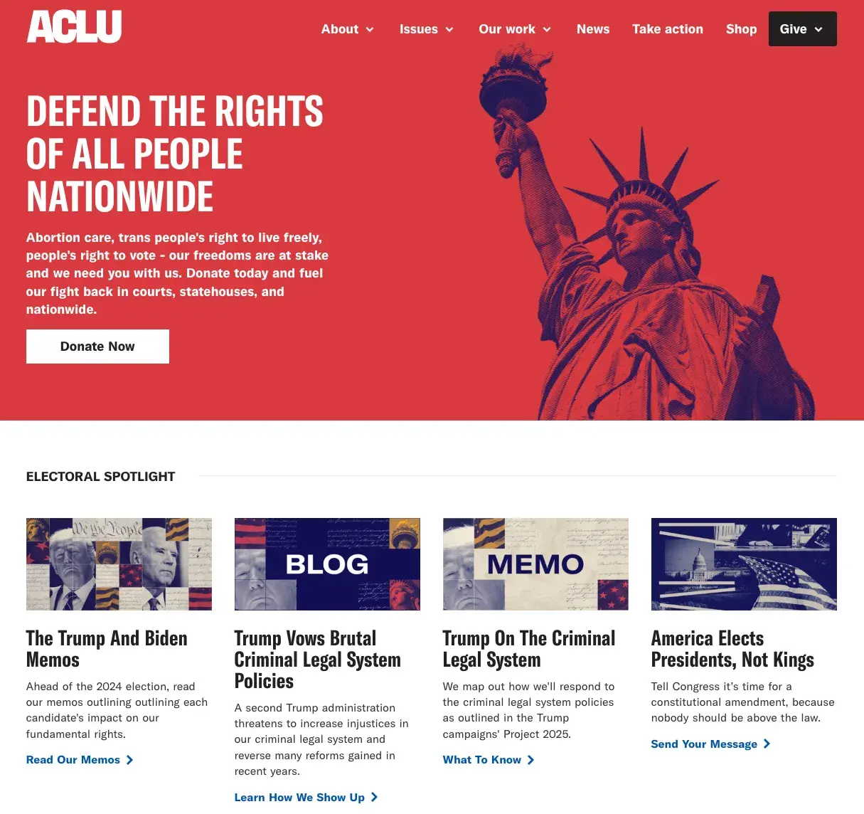  accessible website example, ACLU