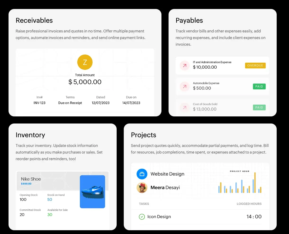 accounting software examples - Zoho Books