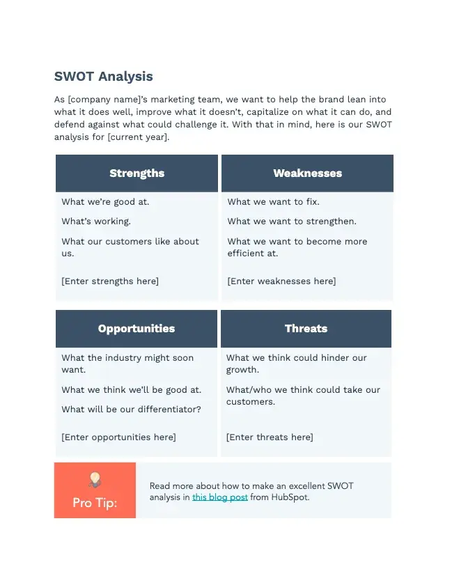 Marketing action plan template