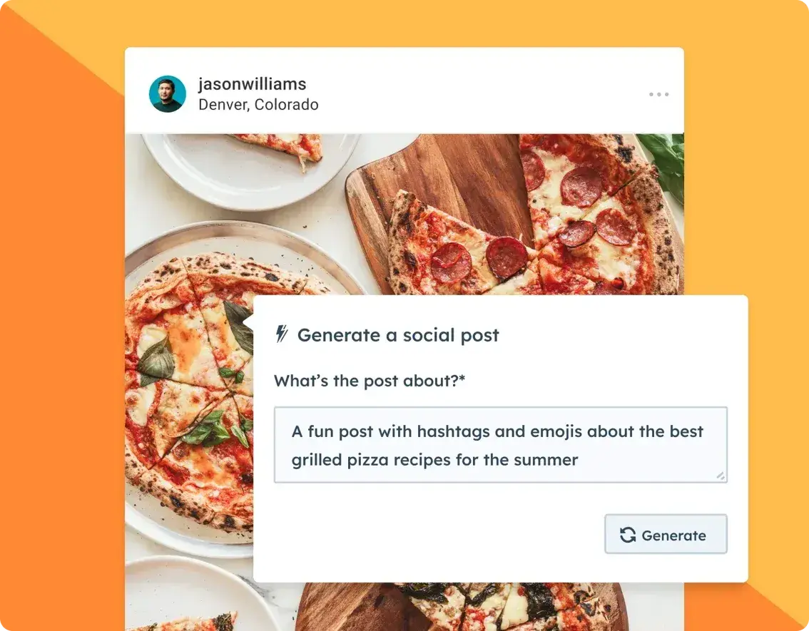 hubspot artificial intelligence, generate a social post about pizza