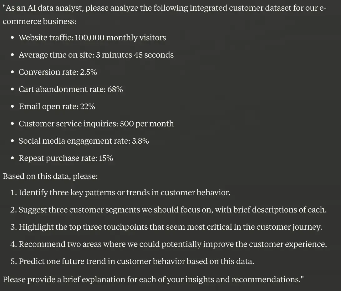 chatGPT prompt for analyzing data for customer journey