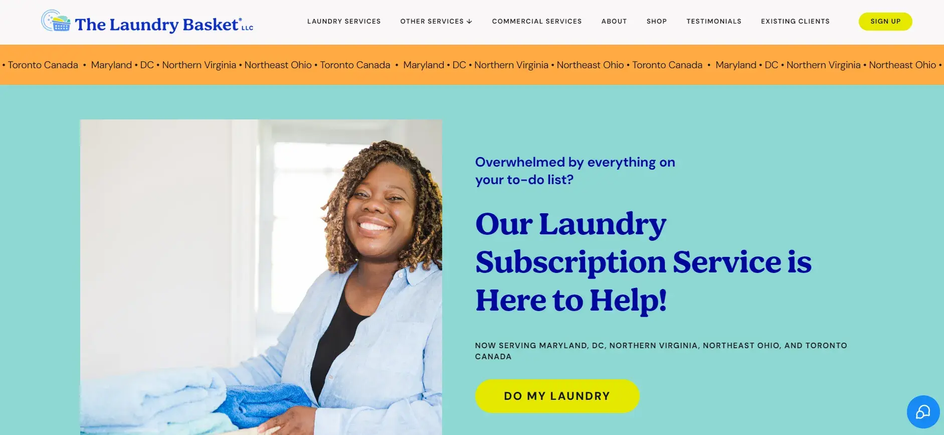 screenshot of The Laundry Basket LLC’s homepage, a company using AI to improve customer loyalty.