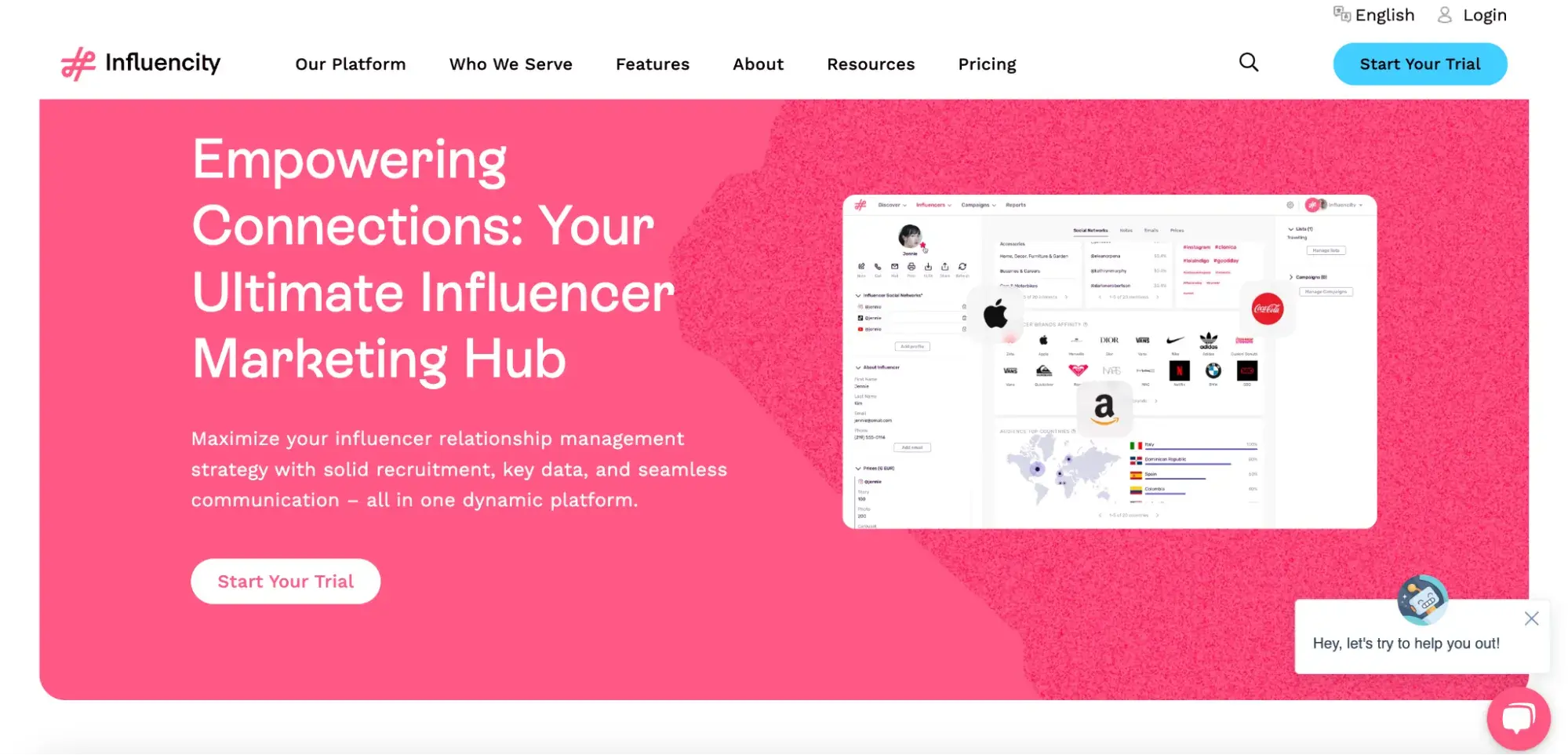 Influencity homepage