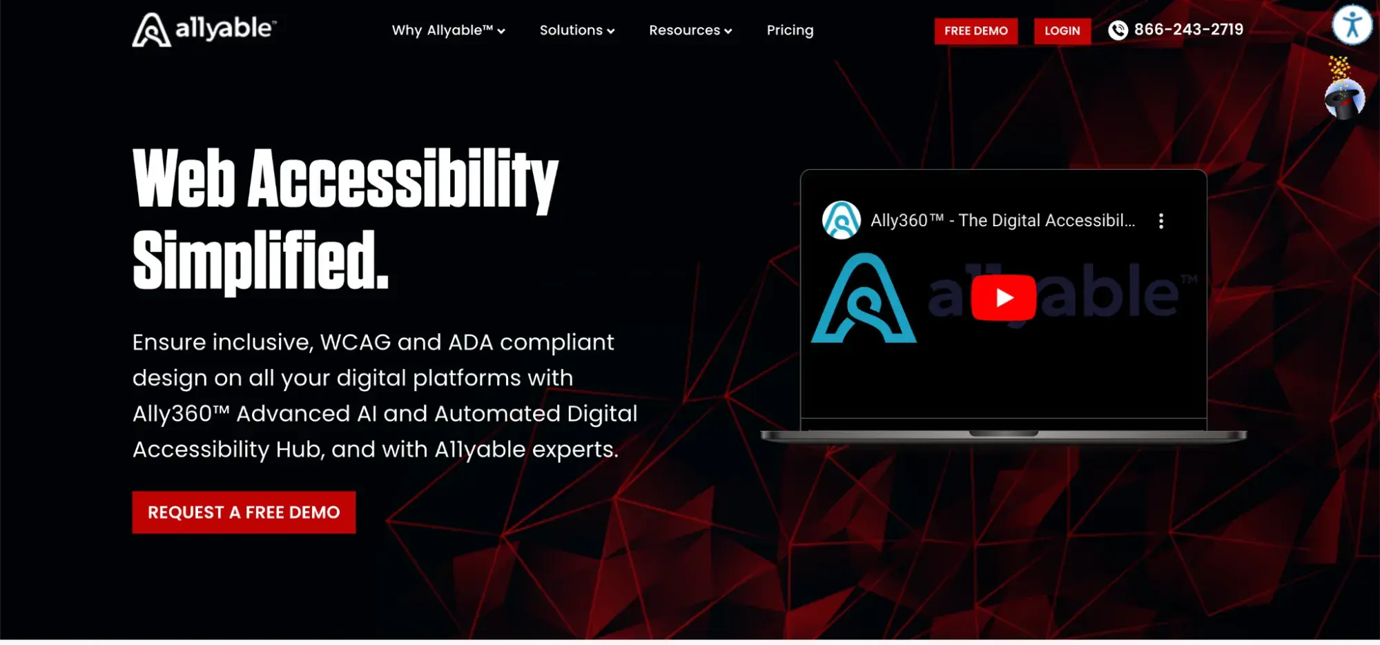 screenshot of allyable homepage 