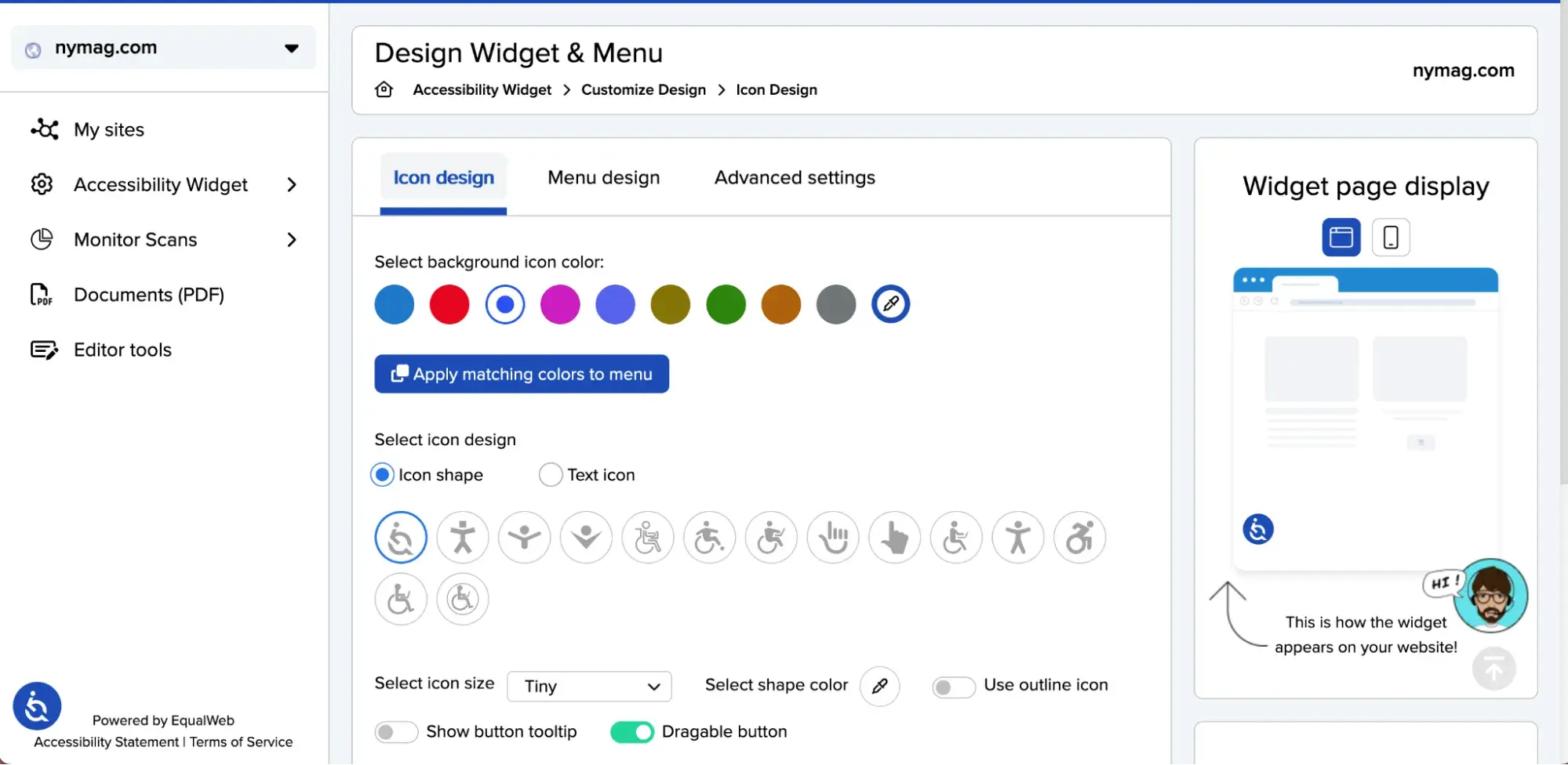 [ example of equalweb web accessibility widget